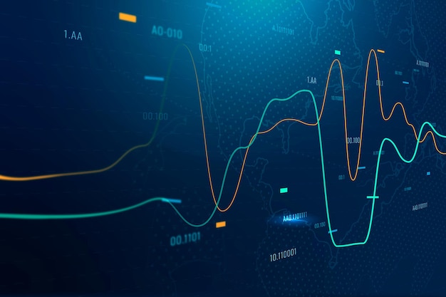 Sfondo di affari globali con grafico azionario in tonalità blu