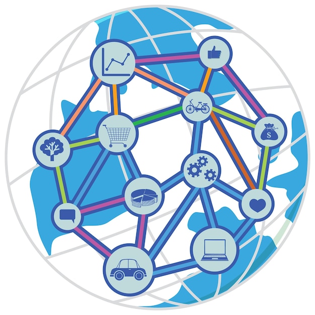 Icona di connessione globale su sfondo bianco