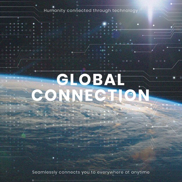 Global connection technology template computer business social media post