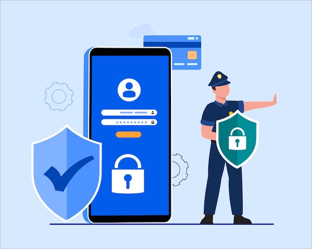 Vettore gratuito sicurezza dei dati globali, sicurezza dei dati personali, illustrazione di concetto online di sicurezza informatica dei dati, sicurezza internet o privacy e protezione delle informazioni.