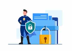 Free vector global data security, personal data security, cyber data security online concept illustration, internet security or information privacy & protection.