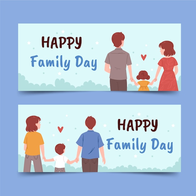 Global day of parents flat horizontal banner