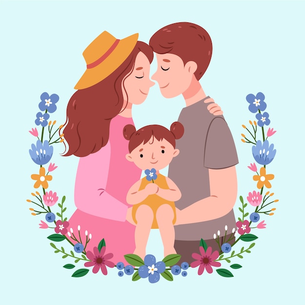 Free vector global day of parents flat illustration