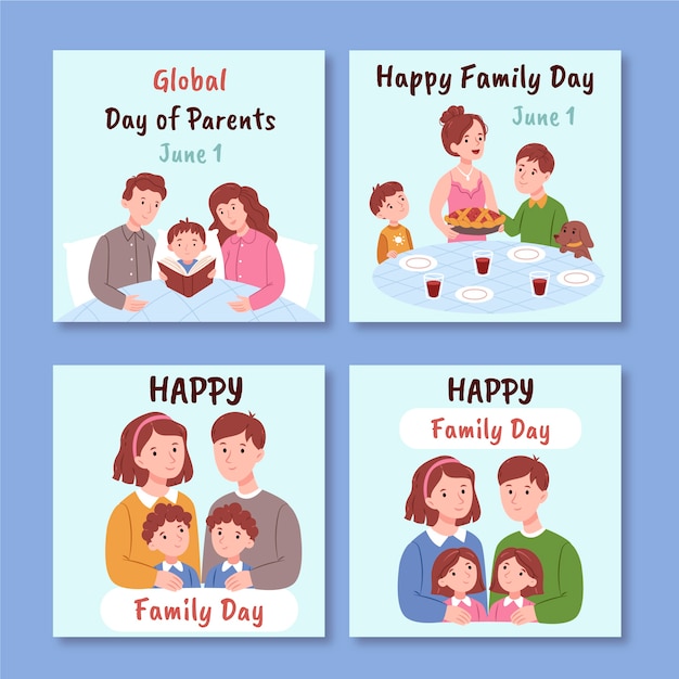 Global day of parents flat instagram posts collection