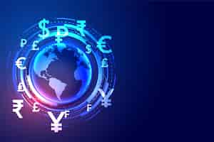 Бесплатное векторное изображение Глобальный цифровой перевод денег техно концепция фонового дизайна