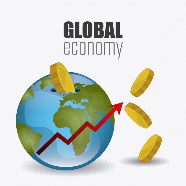 Global economy, money and business design.