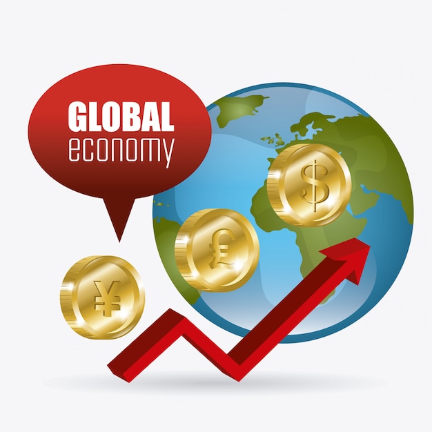 Global economy, money and business design.