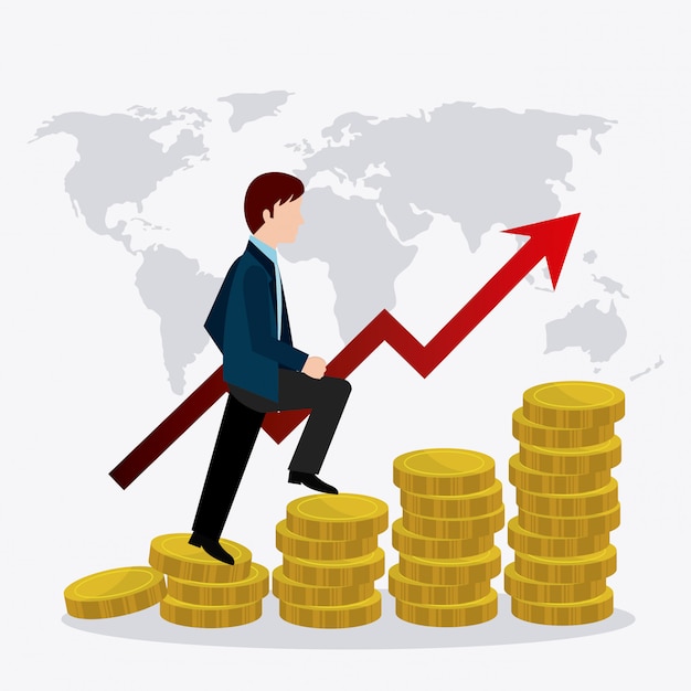 Vettore gratuito economia globale, denaro e affari