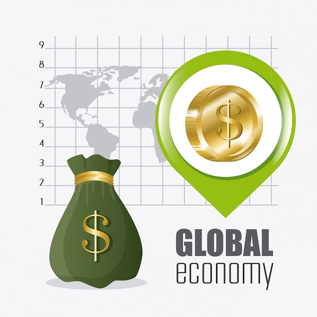 Free vector global economy, money and business