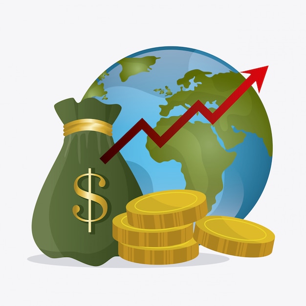 Free vector global economy, money and business