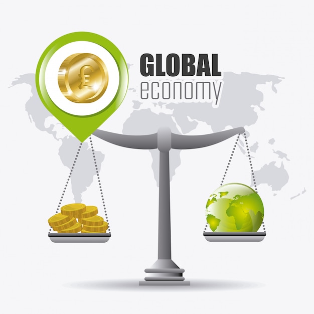 Free vector global economy, money and business