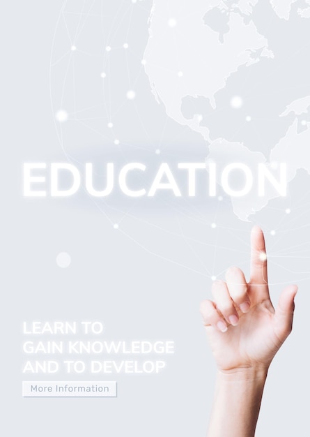 Global education template vector future technology