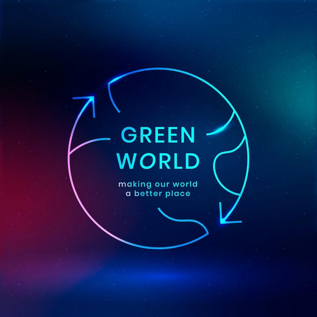 Global environmental logo vector with green world text