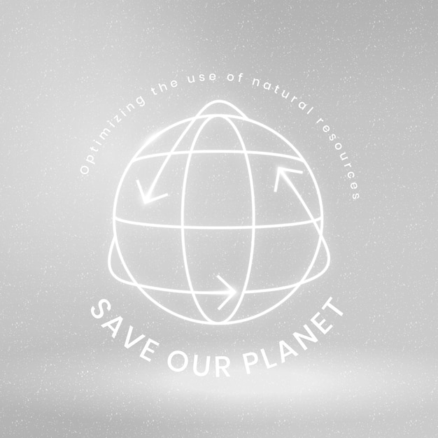 Free vector global environmental logo vector with save our planet text