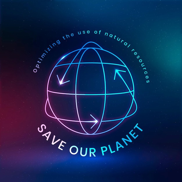 Free vector global environmental logo vector with save our planet text