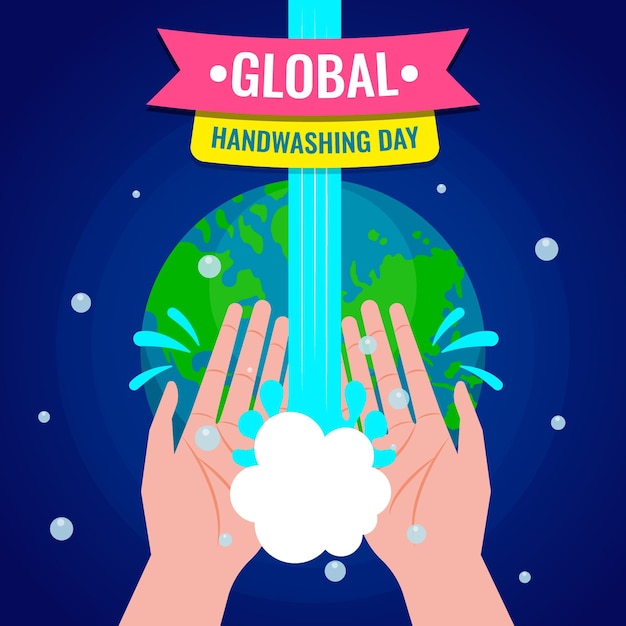 Vettore gratuito concetto globale di giorno del lavaggio delle mani