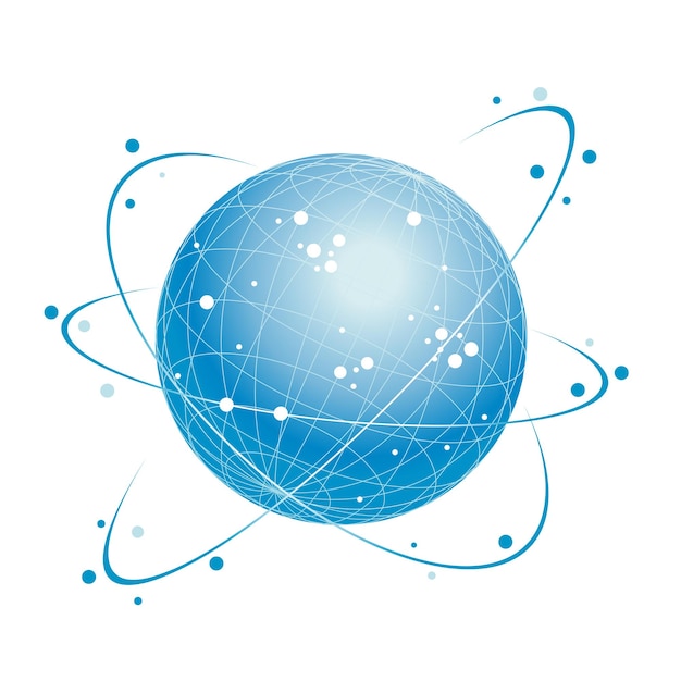 Global network system vector concept illustration with satellites around the globe