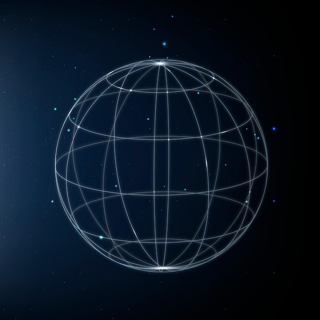 Бесплатное векторное изображение Значок технологии глобальной сети синим цветом на градиентном фоне