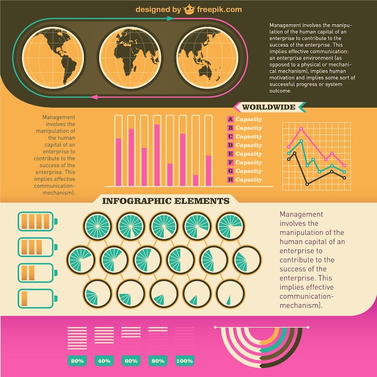 Free Vector global statistics infographic