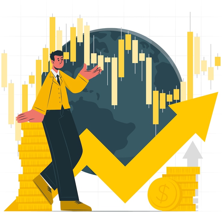 मुफ़्त वेक्टर global stock market concept illustration