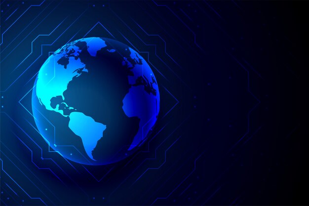 Global technology earth banner digital background