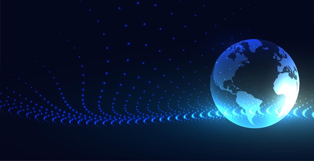 Free vector global technology earth particle connection background