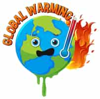 Free vector global warming earth39s highlevel thermometer with burning fire