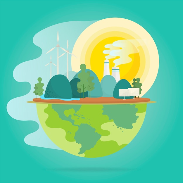 Free vector global warming effect environmental conservation vector