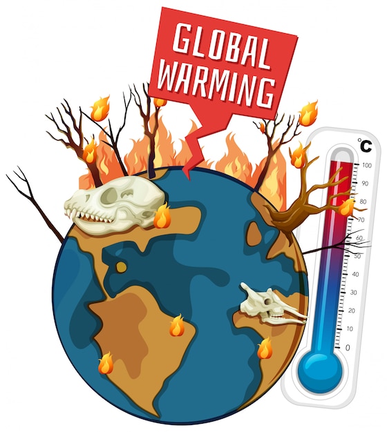 Vettore gratuito riscaldamento globale con deforestazione sulla terra