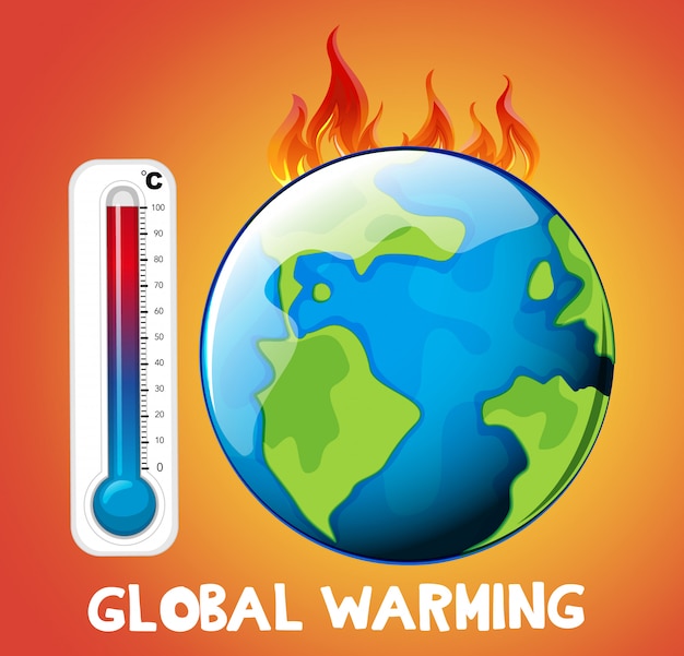 Глобальное потепление с землей в огне