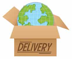 Free vector the globe in the box delivery