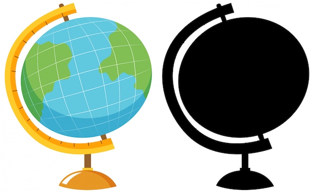 Globe in colour and silhouette