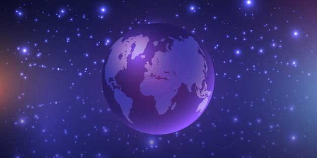 Globe floating surrounded by stars