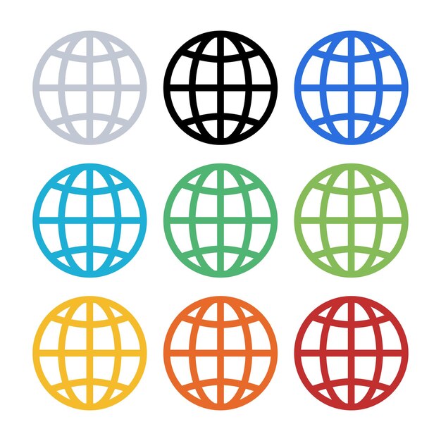 Free Vector globe grid multiple colours set