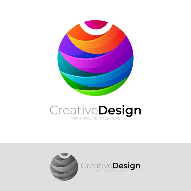 Premium Vector | Abstract circle logo with colorful design, globe icon ...