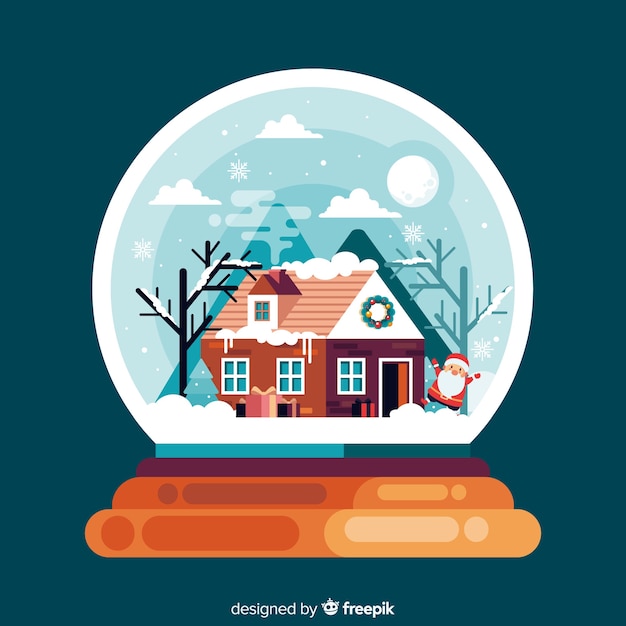 Глобус с плоским домом новогодний фон