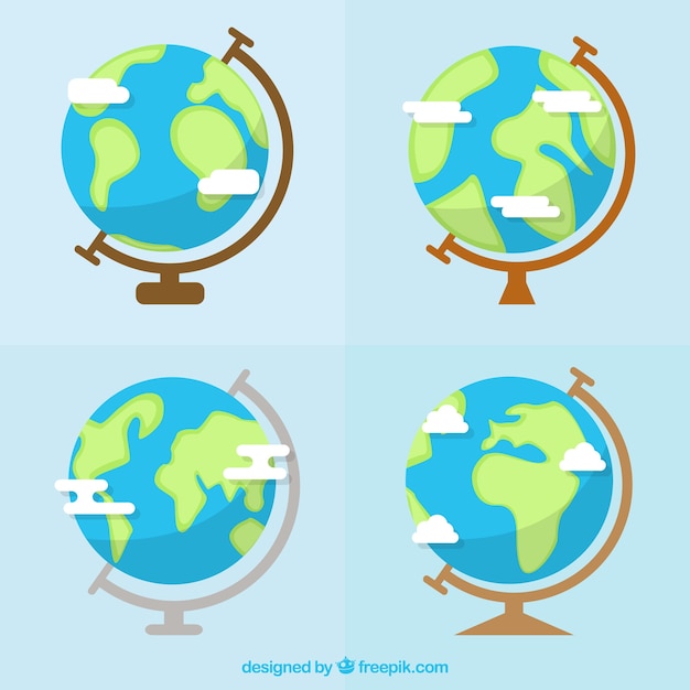 Globes in flat design