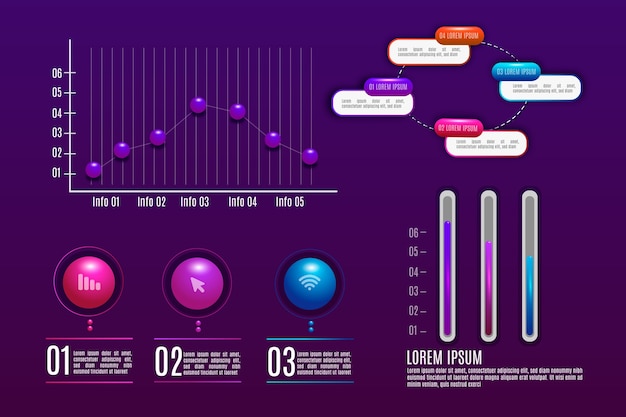 Free vector glossy 3d infographic pack