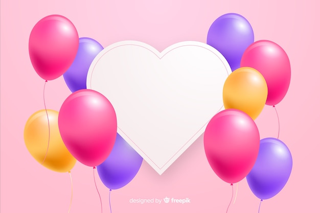 Glossy balloons with blank banner in 3d effect