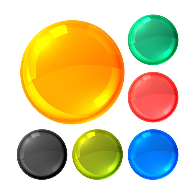 Набор глянцевых кнопок с яркими кругами