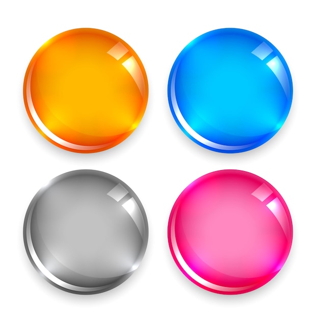 Free vector glossy circle buttons in four colors