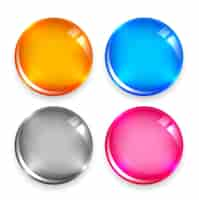 Free vector glossy circle buttons in four colors