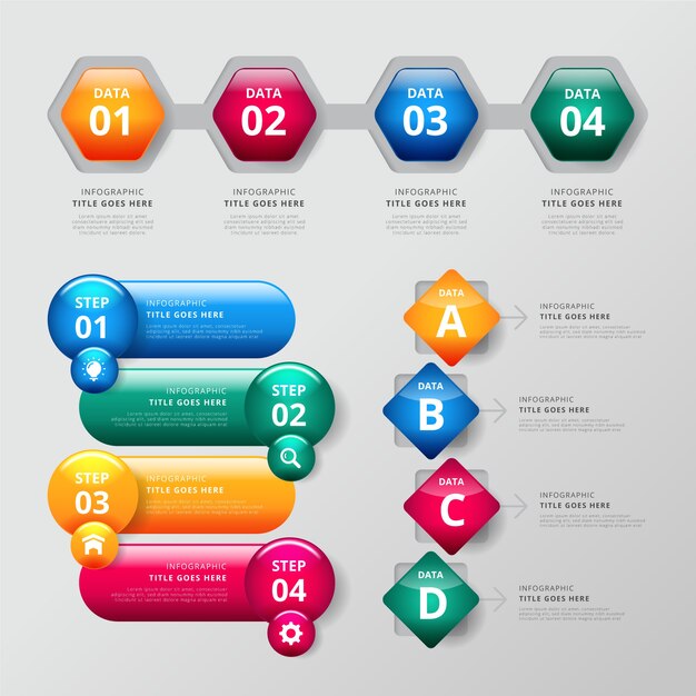 Глянцевые элементы инфографики шаблон пакета
