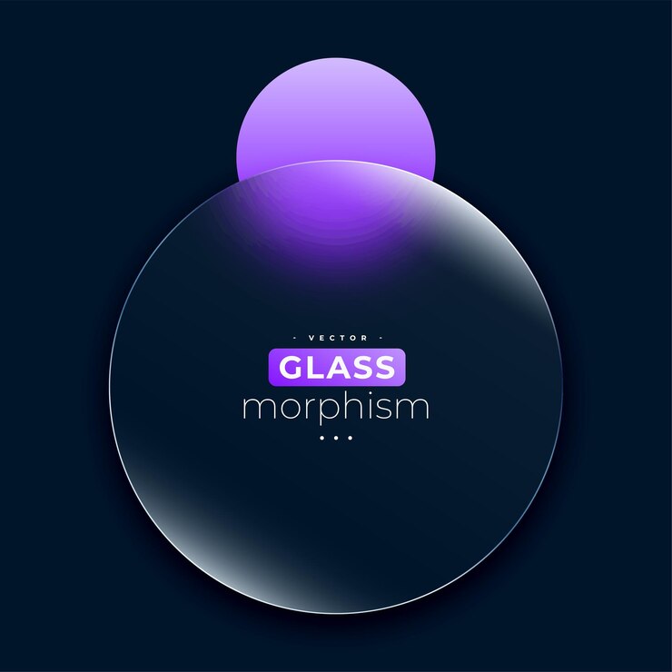 Free Vector glossy glass morphism with reflection effect for modern info card