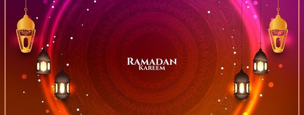 Glossy glitters Ramadan Kareem banner