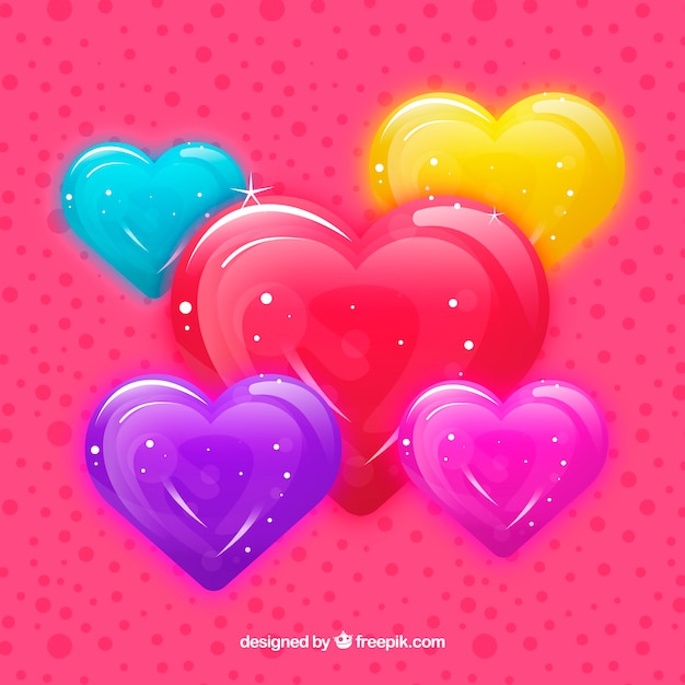 Free vector glossy hearts collection