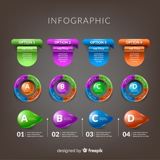 Collezione di elementi infographic realistici lucidi