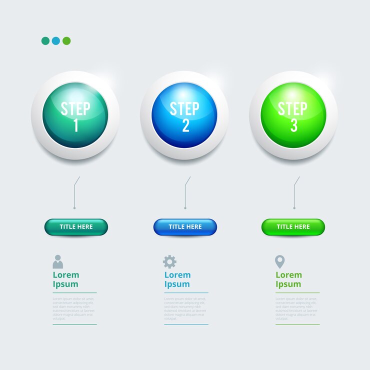Free Vector glossy realistic infographic steps
