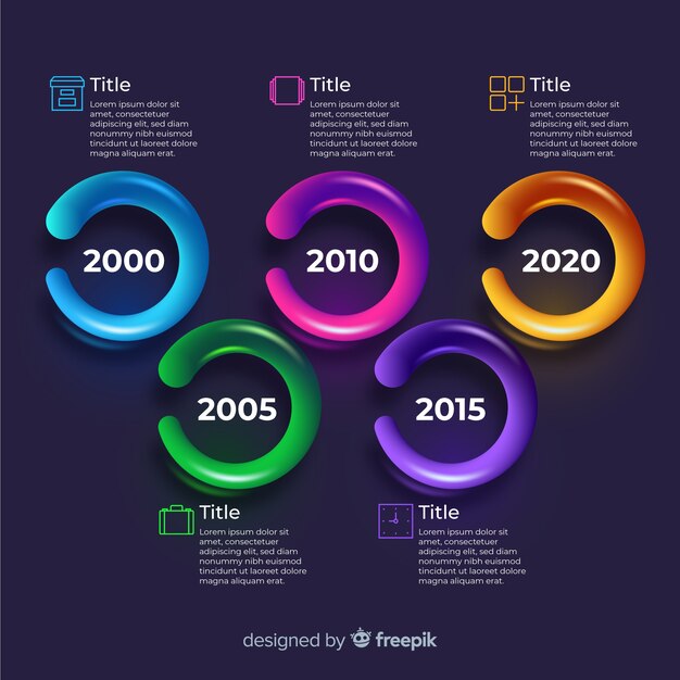 Glossy realistic timeline infographic