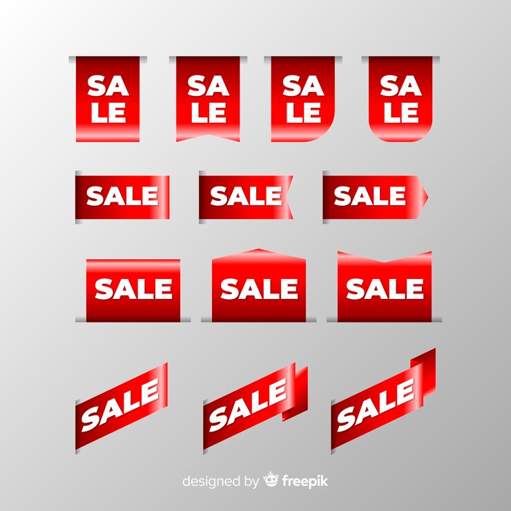 Free Vector glossy sales label collection